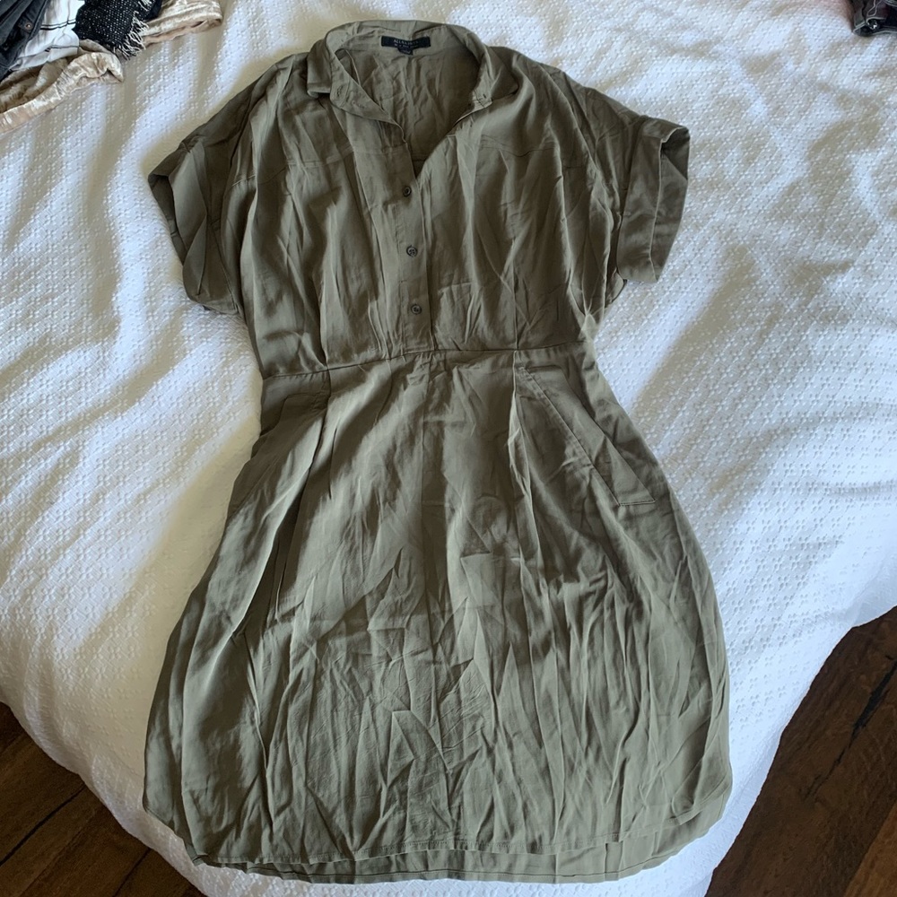Olive All Saints Button Down Dress